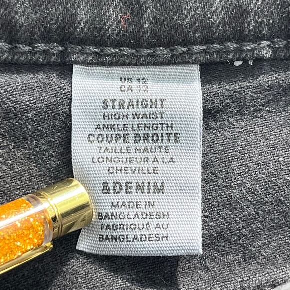 H&M &Denim Black Straight High Waist Ankle Length Cotton Denim Jeans Goth Emo 12 - Picture 5 of 9